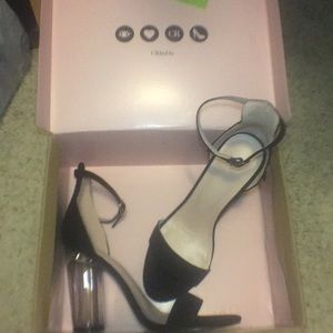 Black/Clear single strap heel